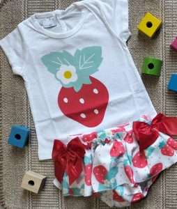 CONJUNTO ALGODÓN FRESA NIÑA
