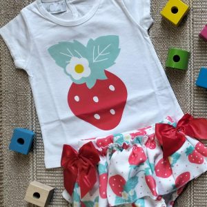CONJUNTO ALGODÓN FRESA NIÑA