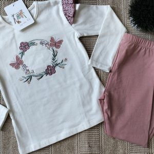 CONJUNTO NIÑA MARIPOSA-FLORES CON LEGGINS