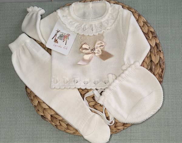 CONJUNTOS DE POLAINAS PARA BEBE CON ENCAJE Y LAZO - Imagen 2