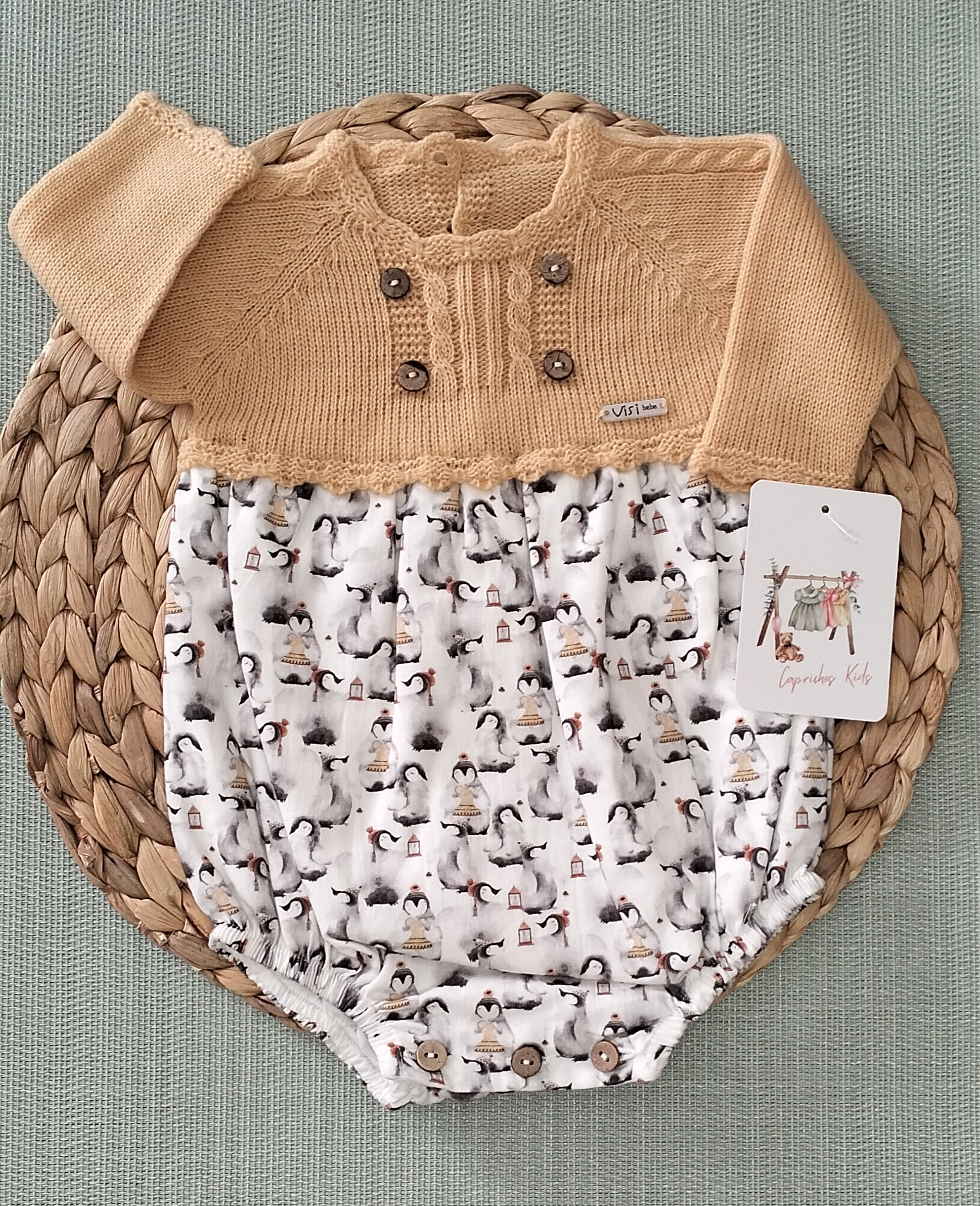 PELELE DE PUNTO CON ESTAMPADO DE PINGÜINO