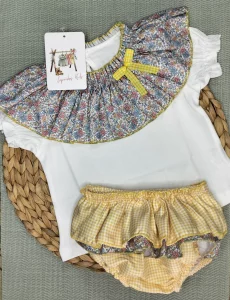 CONJUNTO ALGODON VICHY AMARILLO NIÑA