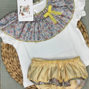 CONJUNTO ALGODON VICHY AMARILLO NIÑA