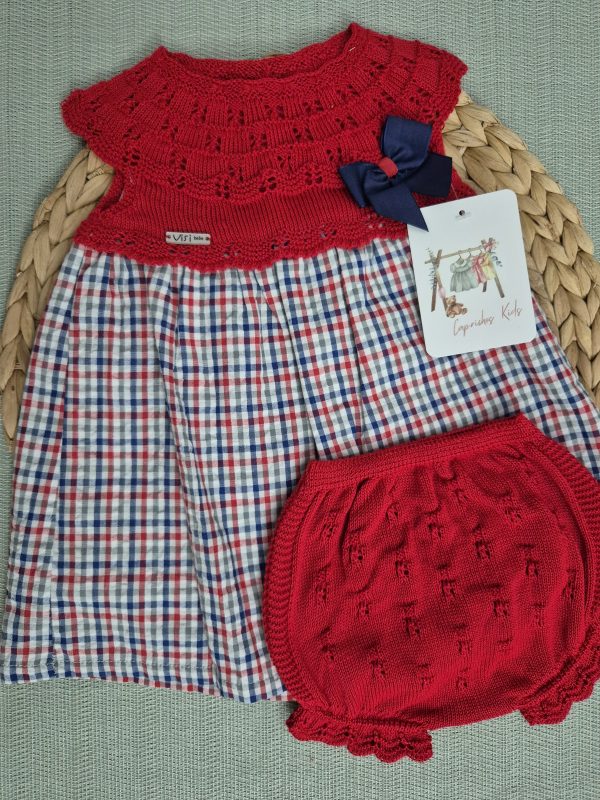 VESTIDO DE CUADROS, ROJO