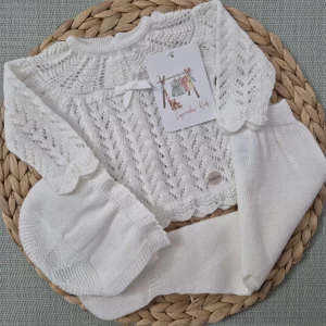 CONJUNTO POLAINA CALADO, BLANCO/BLANCO
