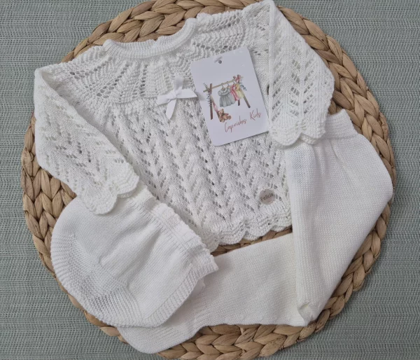 CONJUNTO POLAINA CALADO, BLANCO/BLANCO