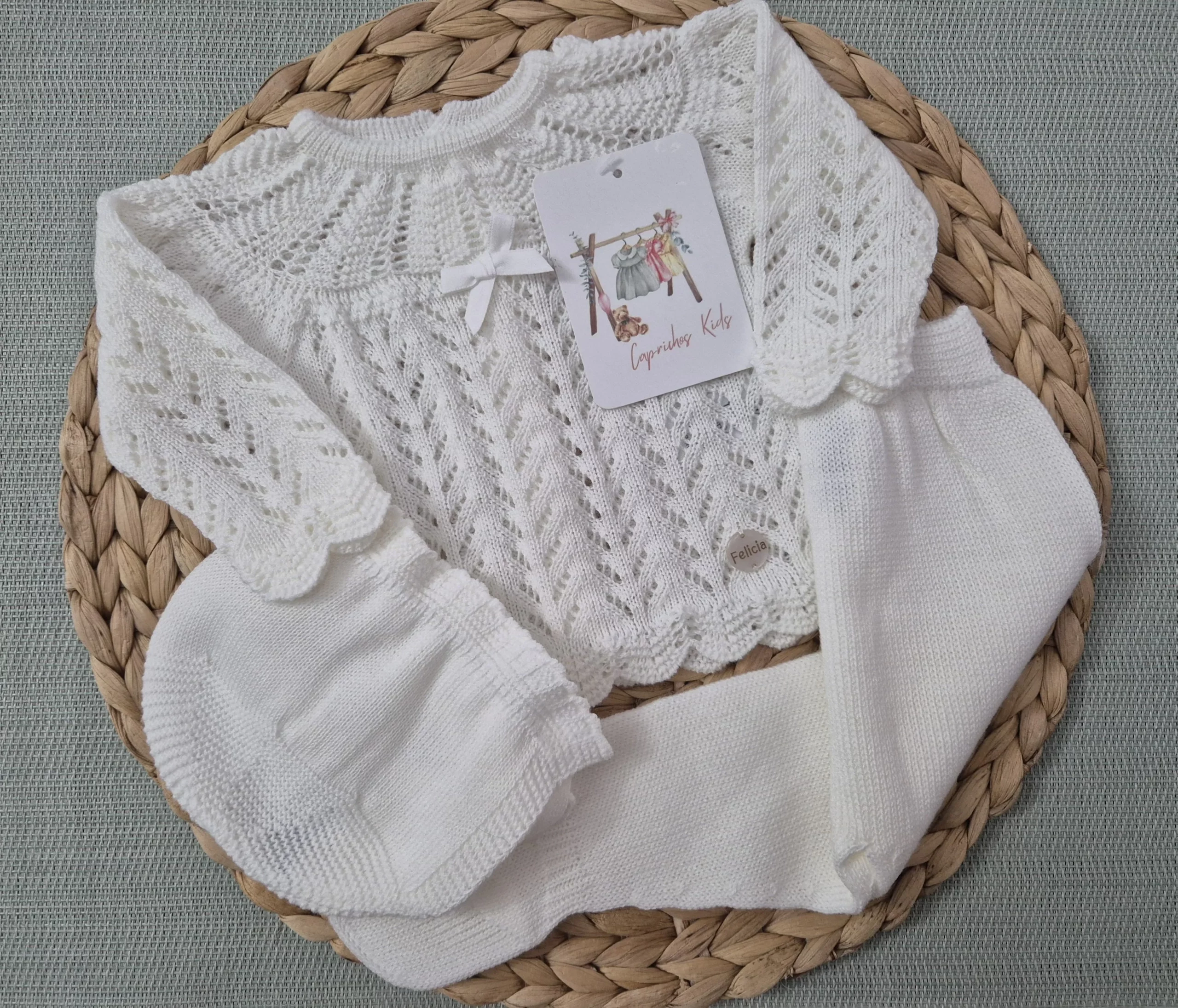 CONJUNTO POLAINA CALADO, BLANCO/BLANCO
