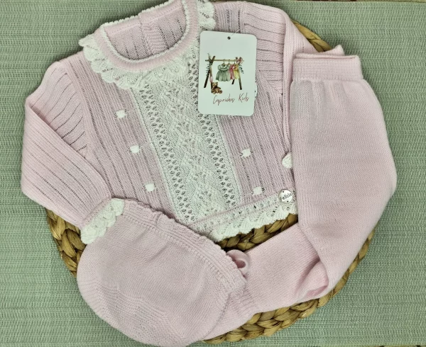 CONJUNTO POLAINA ROSA/BLANCO