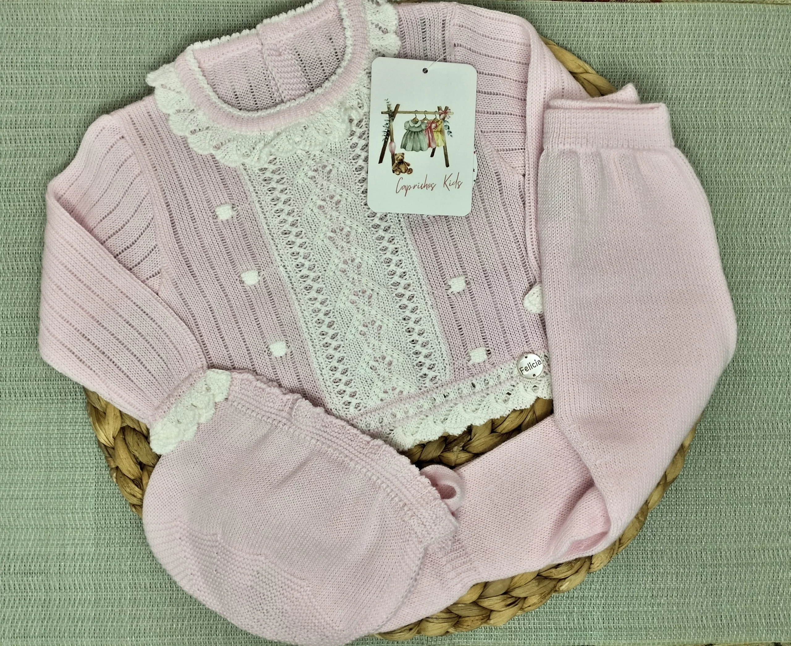 CONJUNTO POLAINA ROSA/BLANCO