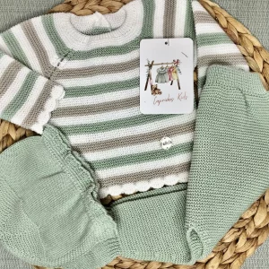 CONJUNTO POLAINA RAYAS MANZANA/BLANCO/LINO
