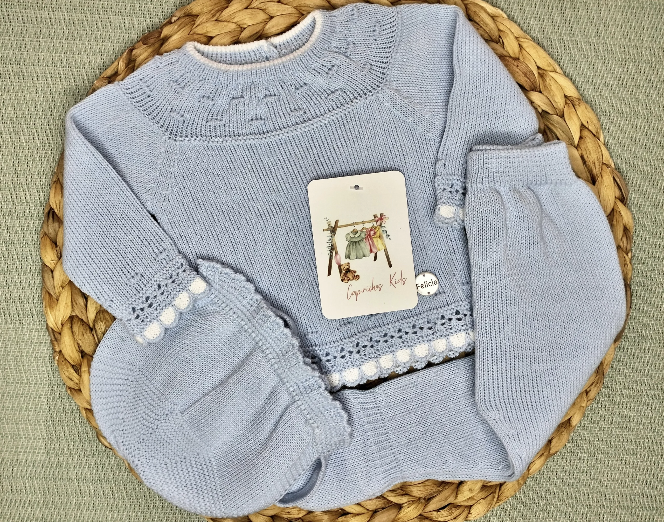CONJUNTO POLAINA CIELO/BLANCO