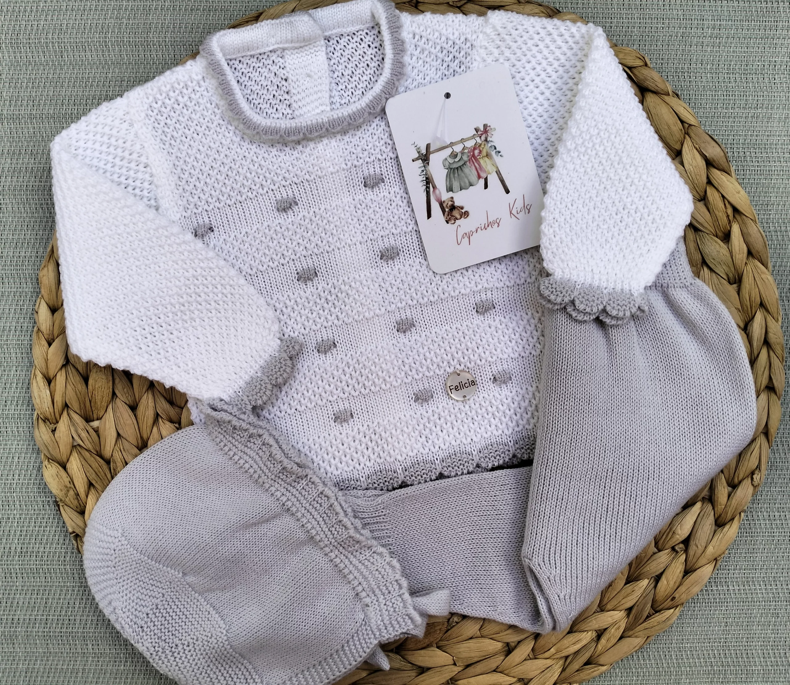 CONJUNTO POLAINA, BLANCO/GRIS