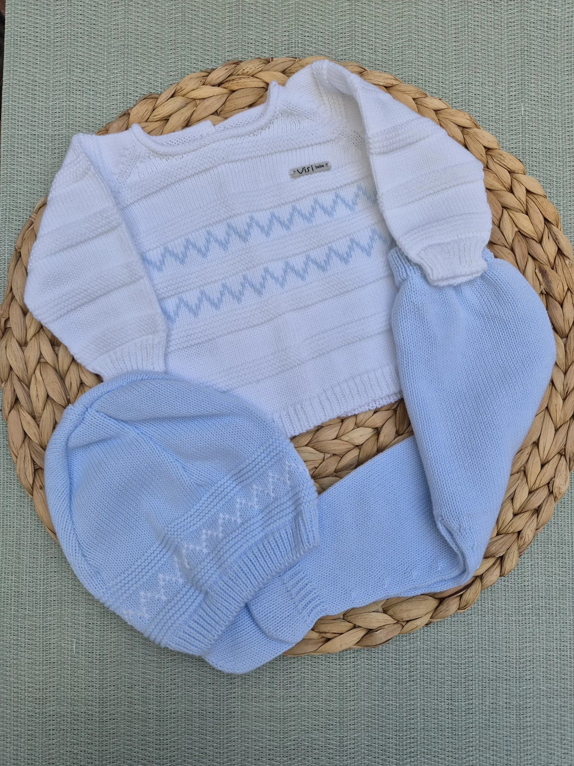CONJUNTO POLAINA, CELESTE/BLANCO