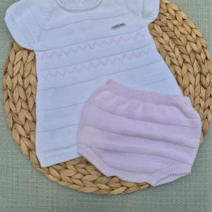 VESTIDO HILO, ROSA/BLANCO