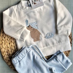 CONJUNTO CHANDAL OSITO CON COCHE CELESTE