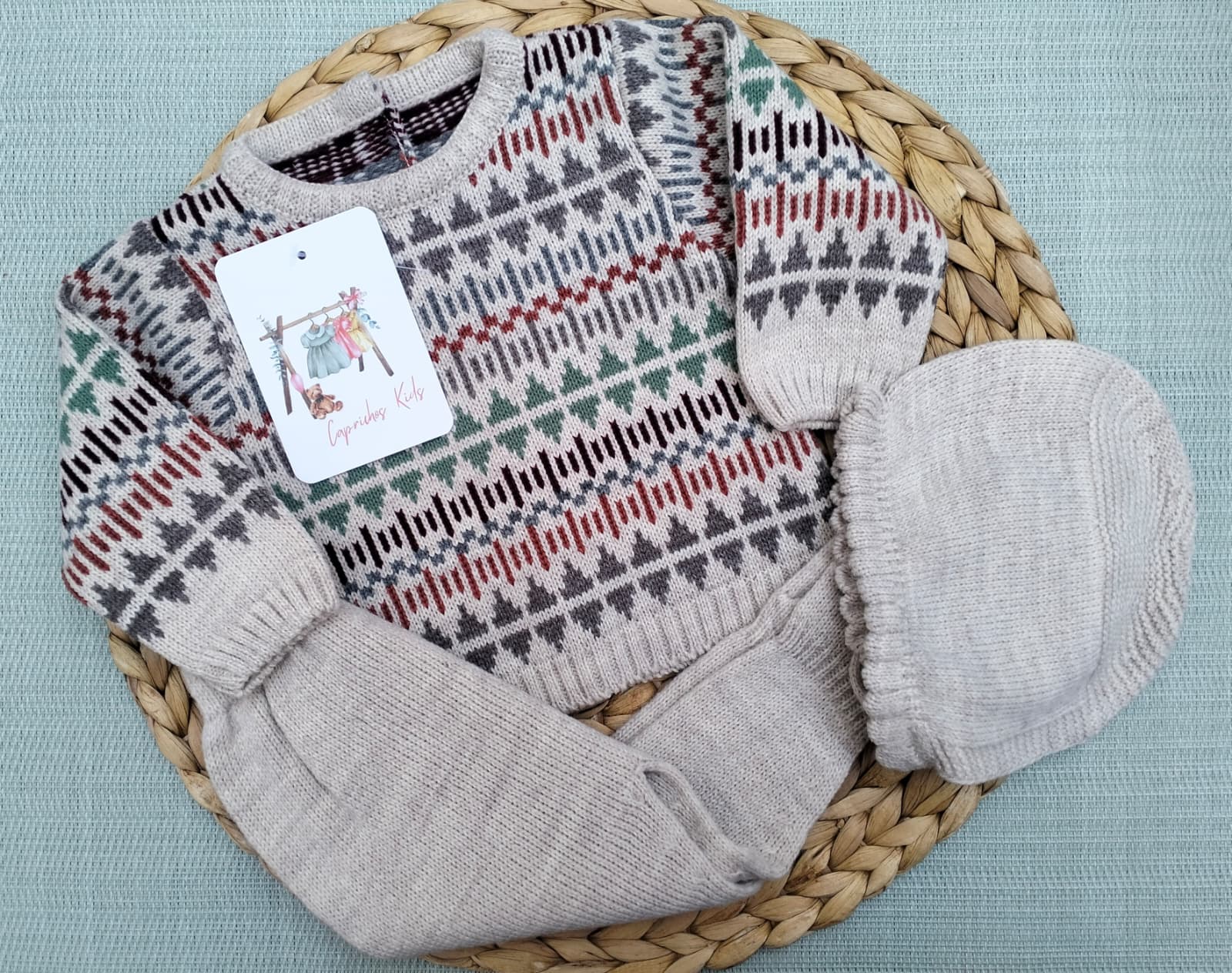 CONJUNTO POLAINA GEOMETRICO, CRUDO VANISADO