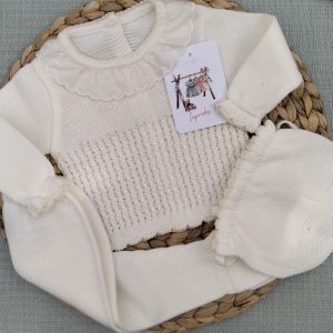 CONJUNTO POLAINA CUELLO VOLANTE, CRUDO