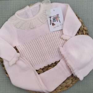CONJUNTO POLAINA CUELLO VOLANTE, ROSA