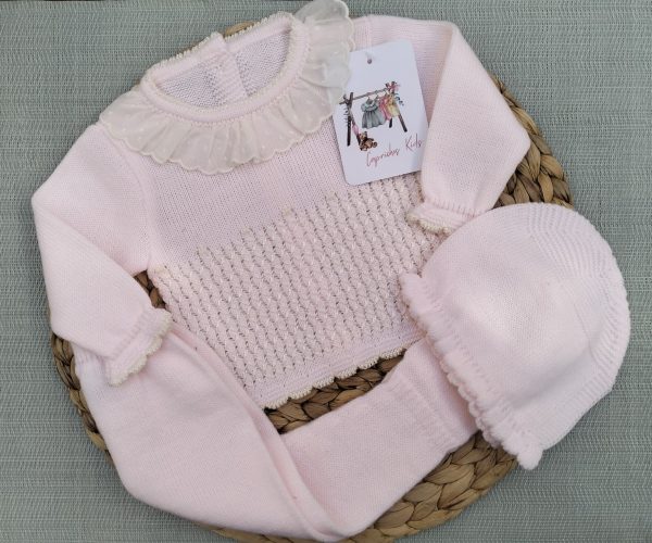 CONJUNTO POLAINA CUELLO VOLANTE, ROSA