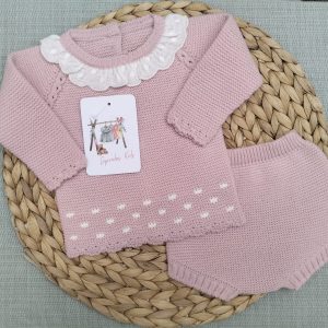 CONJUNTO DOS PIEZAS CON CUELLO, ROSA