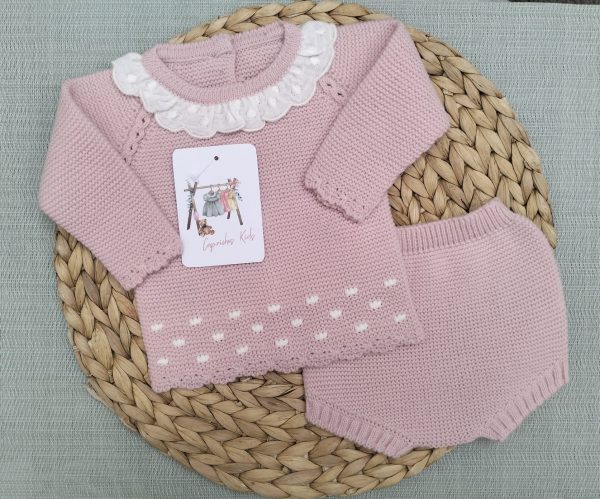CONJUNTO DOS PIEZAS CON CUELLO, ROSA