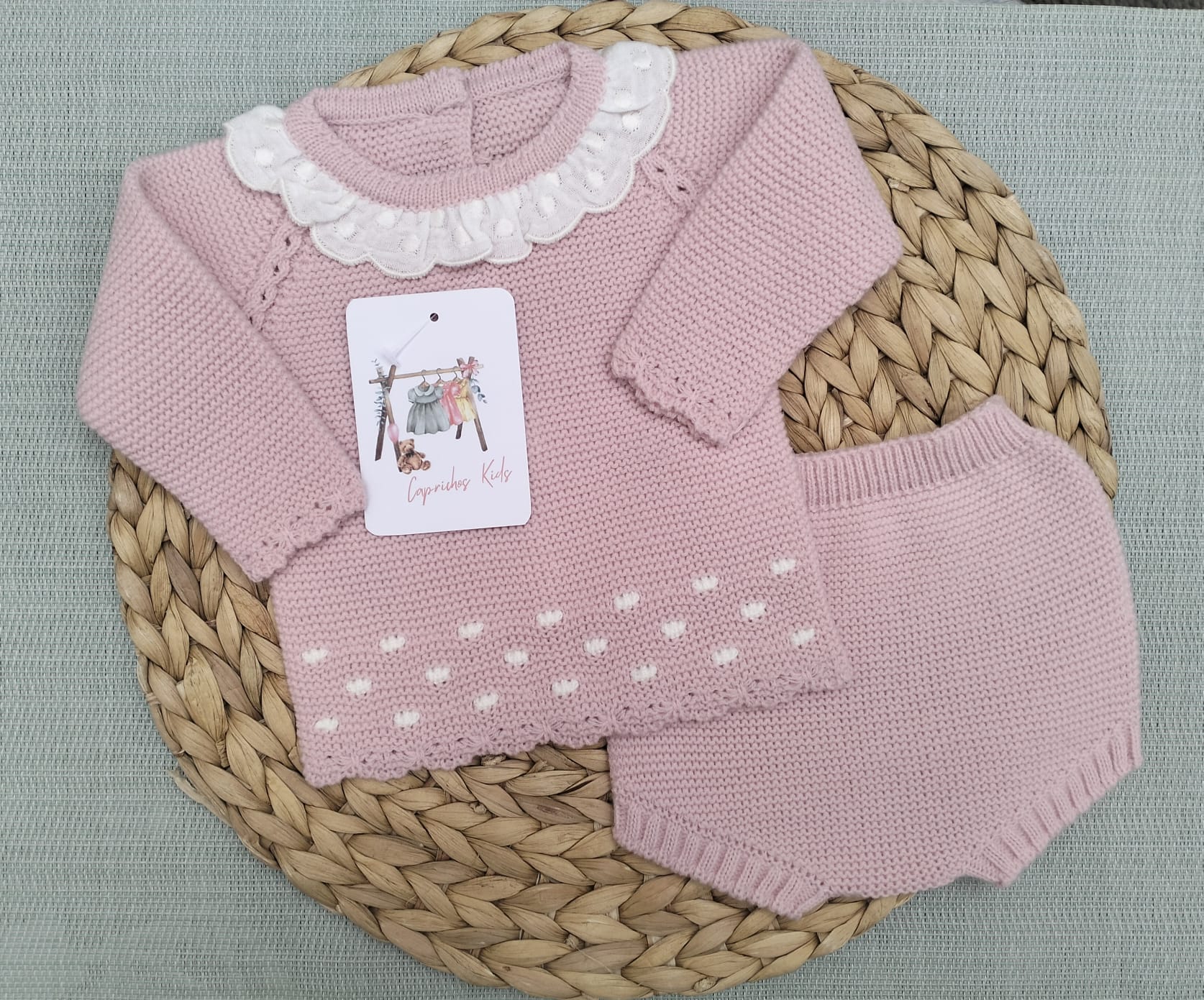 CONJUNTO DOS PIEZAS CON CUELLO, ROSA