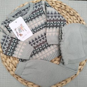CONJUNTO POLAINA GEOMETRICO, VERDE EMPOLVADO