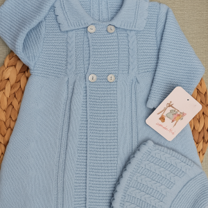ABRIGO DE PUNTO CON CAPOTA, CELESTE